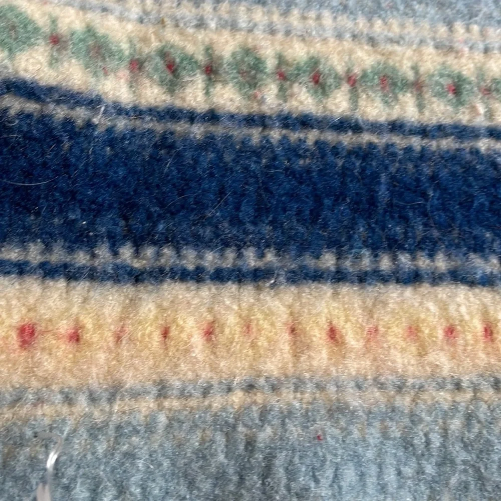 Handcrafted Striped Door Mat - Blue and Cream